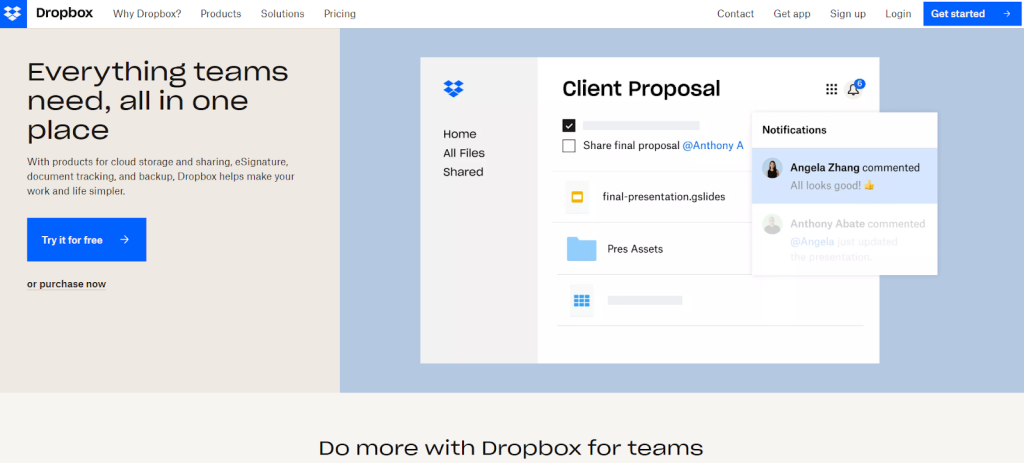 Example 2: Dropbox using storytelling to communicate their message